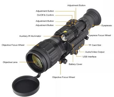 3x50 Inframerah Digital Night Vision Lingkup Dengan IR Illuminator Untuk Keamanan
